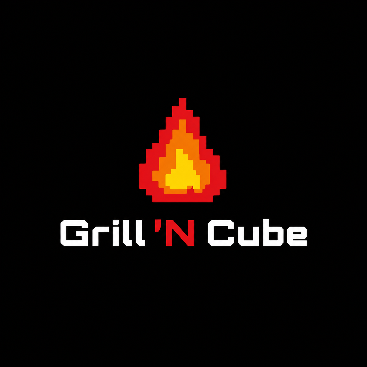 Grill 'N Cube logo medium with flame above